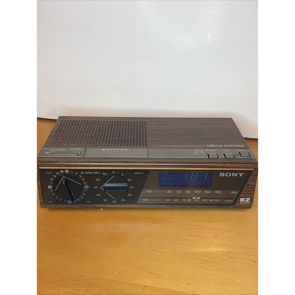 VTG Sony EZ-4 Dream Machine AM FM Digital Alarm Clock Radio Wood Tested Works